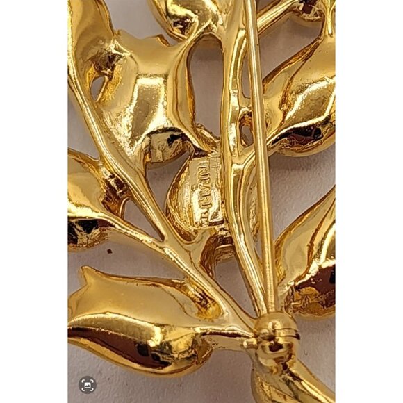 Vintage Trifari Gold-Tone Tulip Branch Pin Elegant 80s 90s Classy - Picture 5 of 5